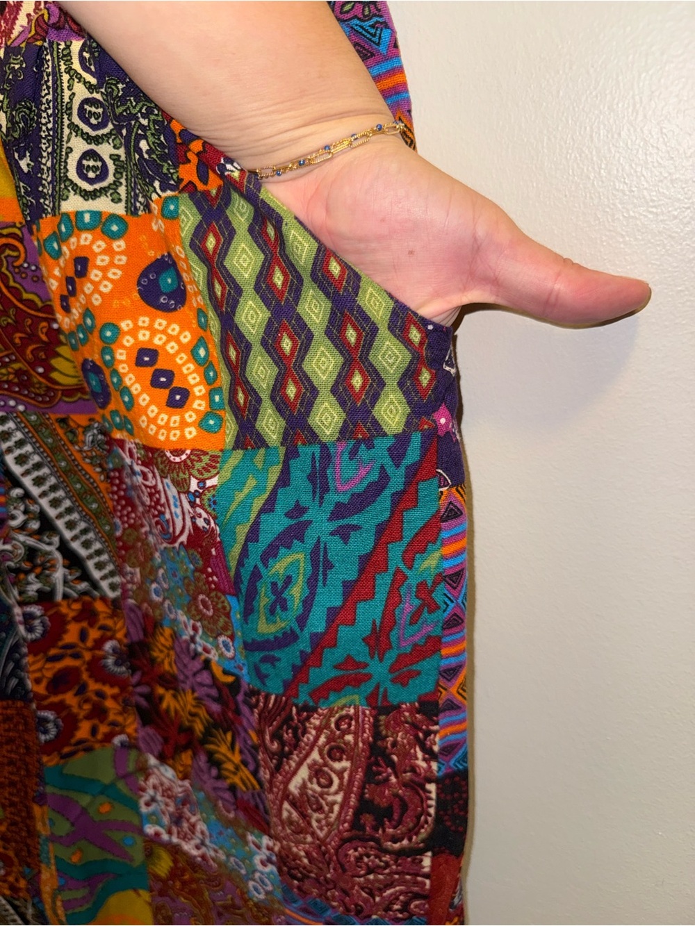 Bohemian Patchwork Maxi Skirt - Multicolor - Picture 4 of 7